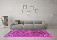 Machine Washable Persian Pink Traditional Rug, wshtr4569pnk