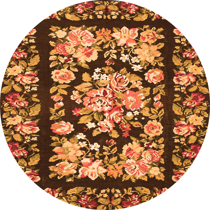 Machine Washable Medallion Orange French Area Rugs, wshtr456org