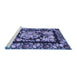 Sideview of Machine Washable Medallion Blue French Rug, wshtr456blu