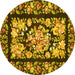 Round Medallion Yellow French Rug, tr456yw