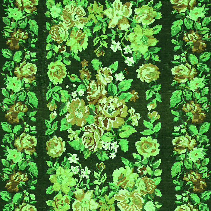 Serging Thickness of Machine Washable Medallion Green French Area Rugs, wshtr456grn