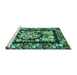 Sideview of Machine Washable Medallion Turquoise French Area Rugs, wshtr456turq