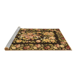 Sideview of Machine Washable Medallion Brown French Rug, wshtr456brn