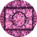 Round Medallion Pink French Rug, tr456pnk