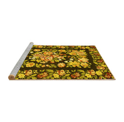 Sideview of Machine Washable Medallion Yellow French Rug, wshtr456yw