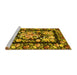 Sideview of Machine Washable Medallion Yellow French Rug, wshtr456yw