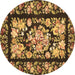 Round Medallion Brown French Rug, tr456brn