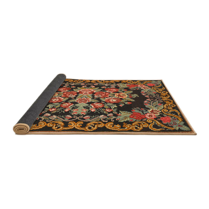 Sideview of Traditional Bronze Brown Medallion Rug, tr457