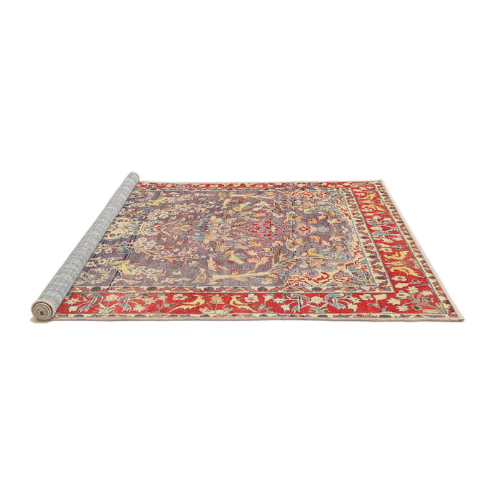 Sideview of Machine Washable Traditional Brown Rug, wshtr4570