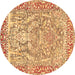 Round Persian Brown Traditional Rug, tr4570brn