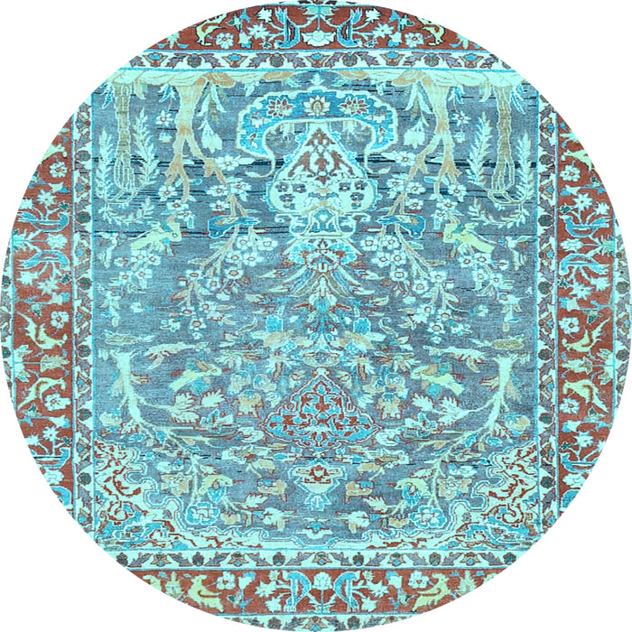 Round Persian Light Blue Traditional Rug, tr4570lblu