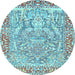 Round Persian Light Blue Traditional Rug, tr4570lblu