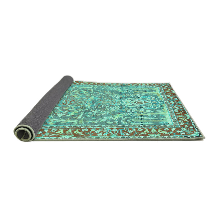 Sideview of Persian Turquoise Traditional Rug, tr4570turq