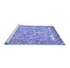 Sideview of Machine Washable Persian Blue Traditional Rug, wshtr4570blu