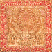 Round Machine Washable Persian Orange Traditional Area Rugs, wshtr4570org