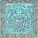 Square Machine Washable Persian Light Blue Traditional Rug, wshtr4570lblu