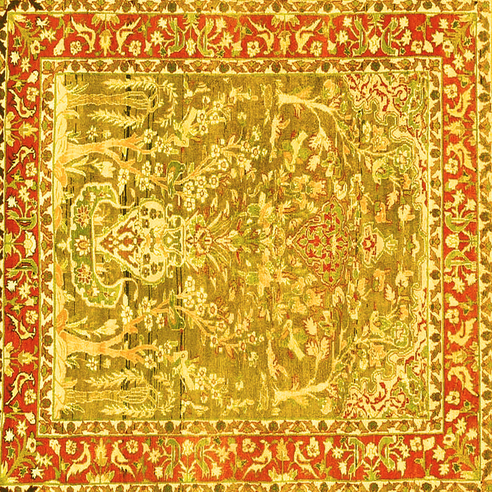 Square Machine Washable Persian Yellow Traditional Rug, wshtr4570yw