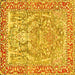 Square Machine Washable Persian Yellow Traditional Rug, wshtr4570yw