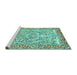 Sideview of Machine Washable Persian Turquoise Traditional Area Rugs, wshtr4570turq