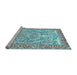 Sideview of Machine Washable Persian Light Blue Traditional Rug, wshtr4570lblu