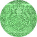 Round Persian Emerald Green Traditional Rug, tr4570emgrn