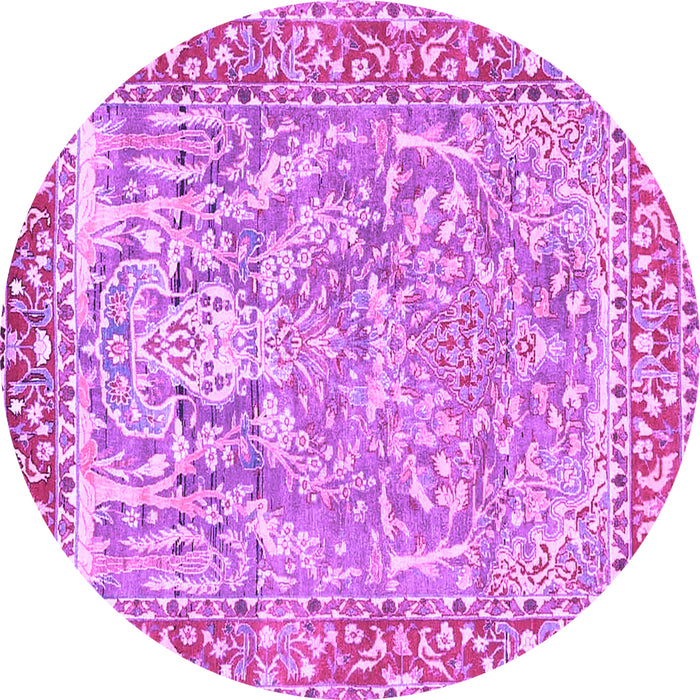 Round Persian Purple Traditional Rug, tr4570pur