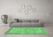 Machine Washable Persian Emerald Green Traditional Area Rugs in a Living Room,, wshtr4570emgrn