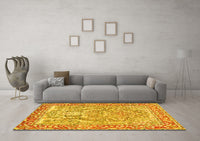 Machine Washable Persian Yellow Traditional Rug, wshtr4570yw