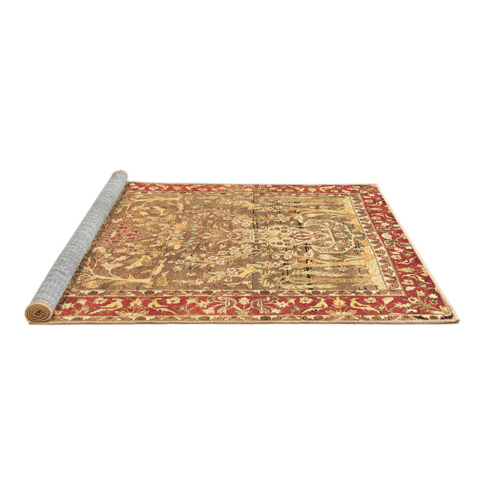 Sideview of Machine Washable Persian Brown Traditional Rug, wshtr4570brn