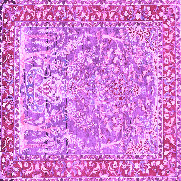 Square Machine Washable Persian Purple Traditional Area Rugs, wshtr4570pur