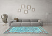 Machine Washable Persian Light Blue Traditional Rug in a Living Room, wshtr4570lblu