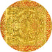 Round Persian Yellow Traditional Rug, tr4570yw