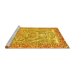 Sideview of Machine Washable Persian Yellow Traditional Rug, wshtr4570yw