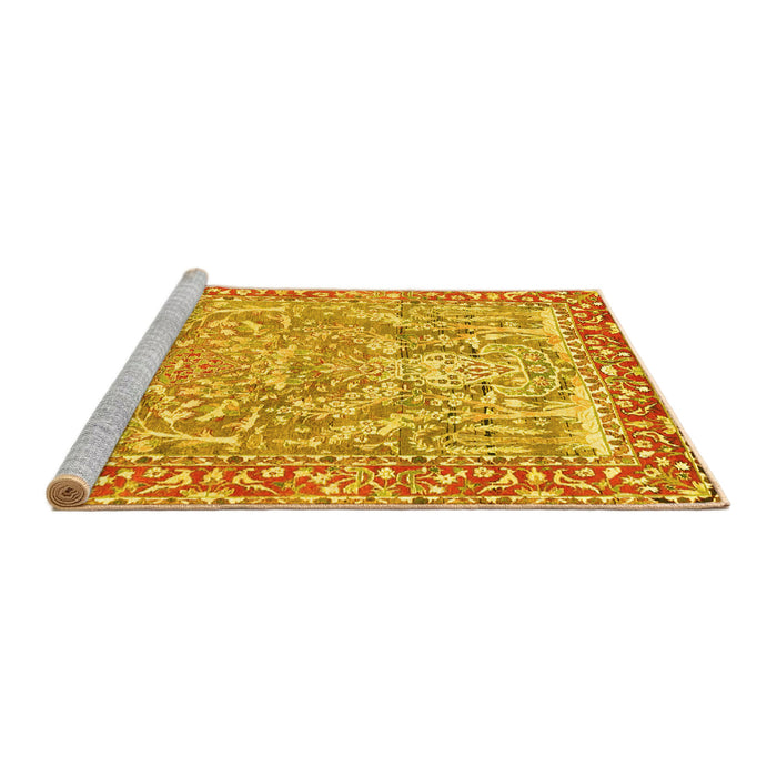 Sideview of Machine Washable Persian Yellow Traditional Rug, wshtr4570yw