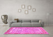 Machine Washable Persian Pink Traditional Rug in a Living Room, wshtr4570pnk