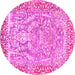 Round Persian Pink Traditional Rug, tr4570pnk