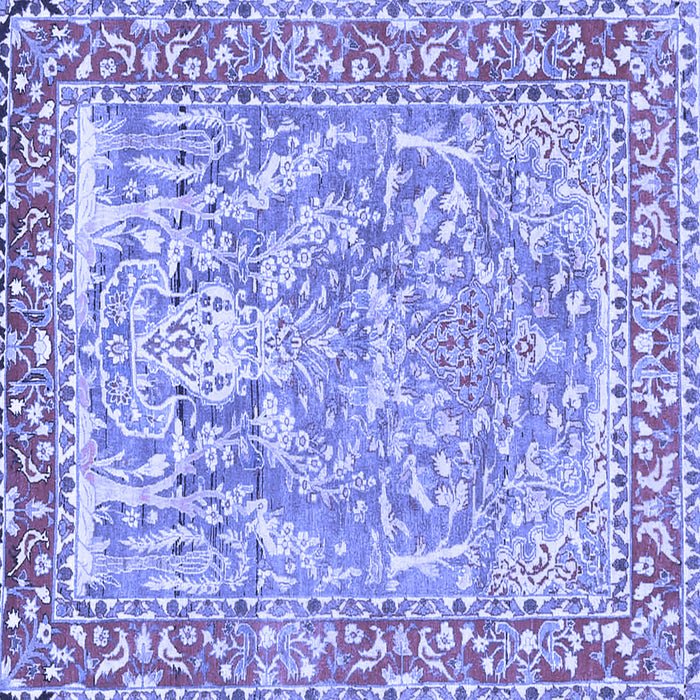 Square Machine Washable Persian Blue Traditional Rug, wshtr4570blu