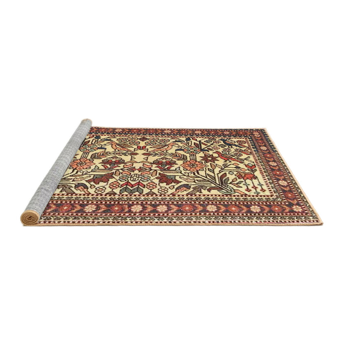Sideview of Machine Washable Traditional Dark Sienna Brown Rug, wshtr4571