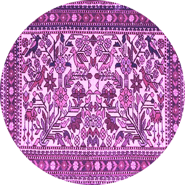 Round Machine Washable Persian Purple Traditional Area Rugs, wshtr4571pur