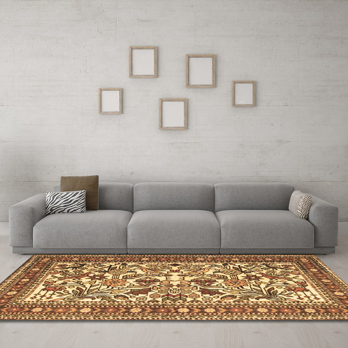 Machine Washable Persian Brown Traditional Rug in a Living Room,, wshtr4571brn