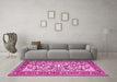 Machine Washable Persian Pink Traditional Rug in a Living Room, wshtr4571pnk