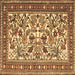 Square Persian Brown Traditional Rug, tr4571brn