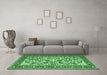 Machine Washable Persian Emerald Green Traditional Area Rugs in a Living Room,, wshtr4571emgrn