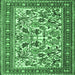 Square Machine Washable Persian Emerald Green Traditional Area Rugs, wshtr4571emgrn