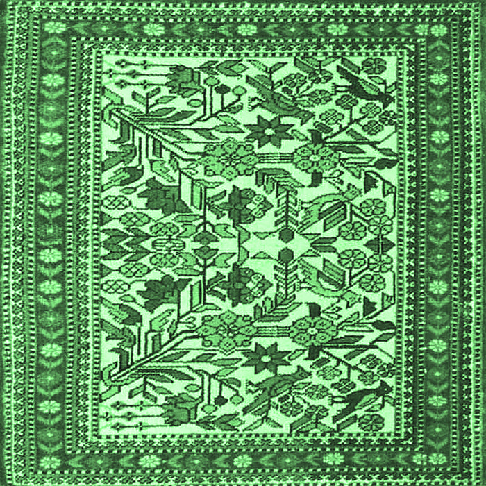 Square Persian Emerald Green Traditional Rug, tr4571emgrn