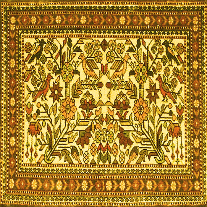 Square Machine Washable Persian Yellow Traditional Rug, wshtr4571yw