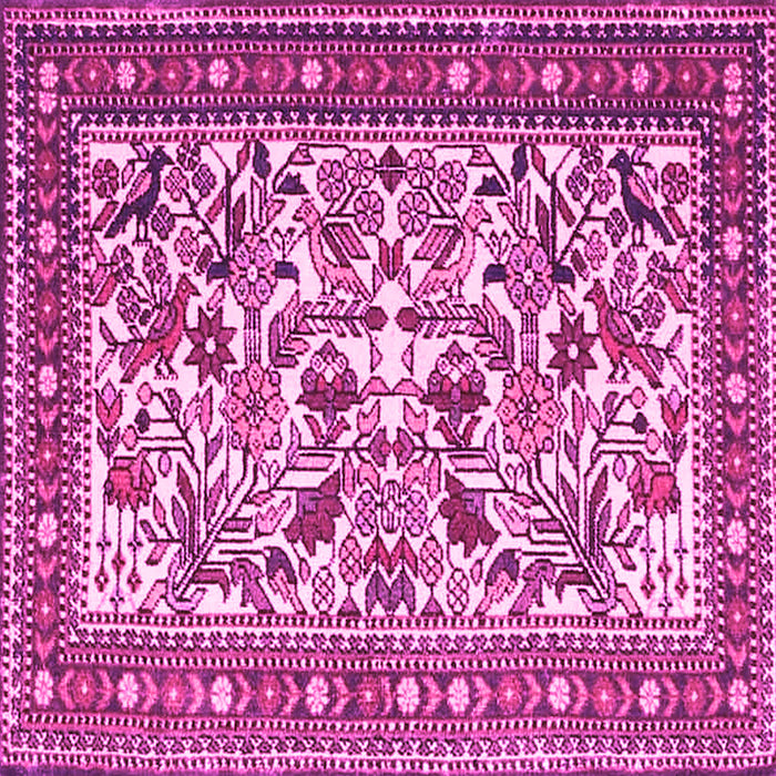 Square Machine Washable Persian Pink Traditional Rug, wshtr4571pnk