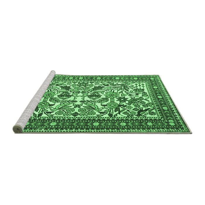 Sideview of Machine Washable Persian Emerald Green Traditional Area Rugs, wshtr4571emgrn