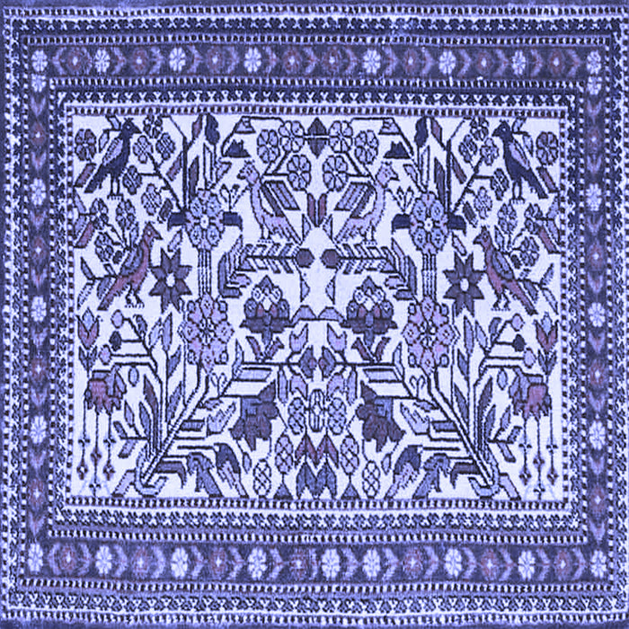 Square Machine Washable Persian Blue Traditional Rug, wshtr4571blu