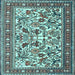 Square Machine Washable Persian Light Blue Traditional Rug, wshtr4571lblu